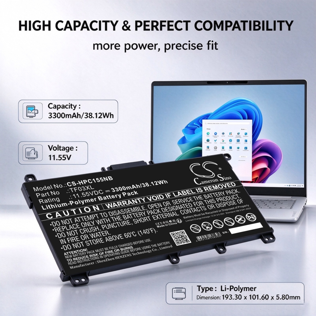 Batteries compatible with HP Pavilion 14-BF 14-BF000NO 14-BF001TX CS-HPC155NB