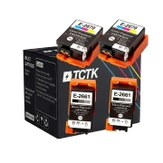 TCTK Ink Cartridges 266 267 4-pack 2x Black 2x Multi-Color compatible with Epson WorkForce WF-100 W, for WorkForce WF-110 W, replaces C13T26614010