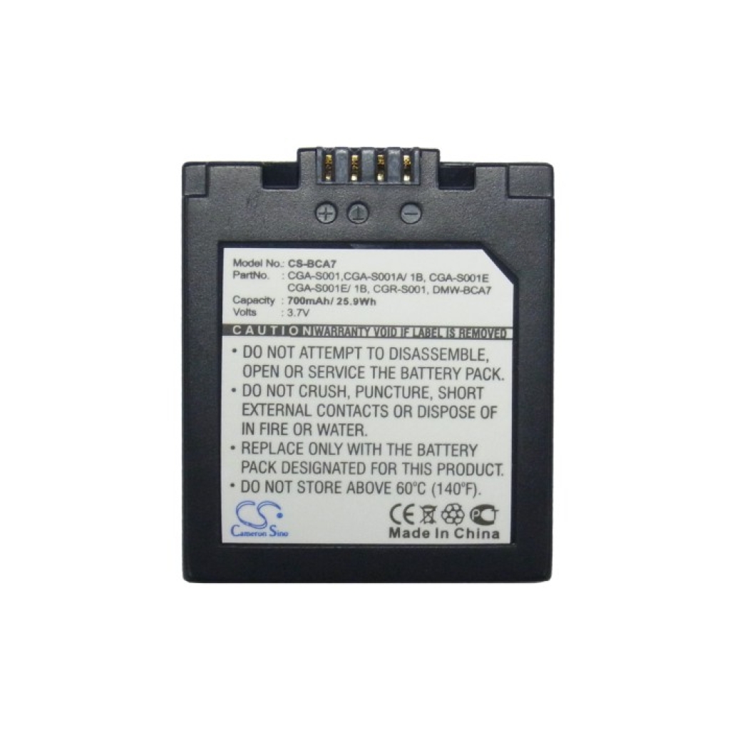 Compatible battery replacement for Panasonic BP-DC2,CGA-S001,CGA-S001A/1B,CGA-S001E,CGA-S001E/1B...