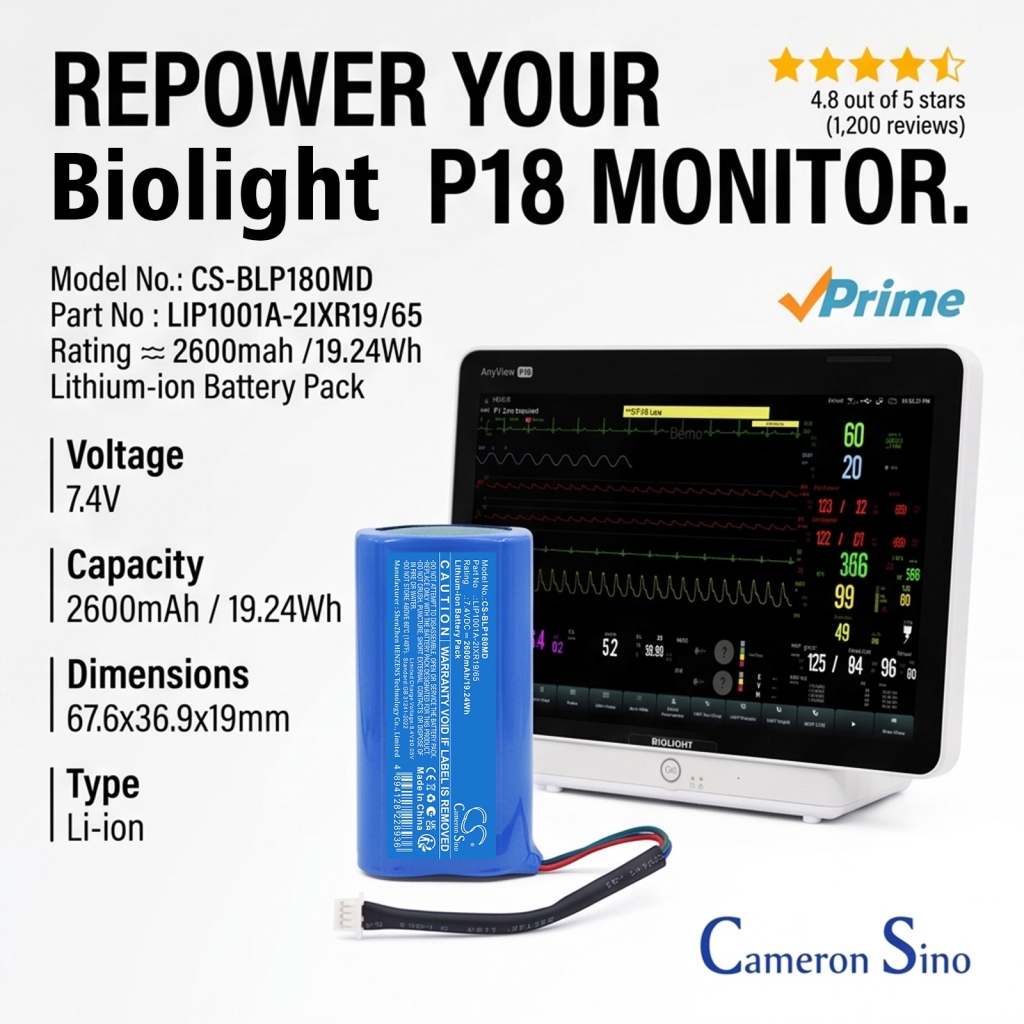 Battery compatible with Biolight CS-BLP180MD