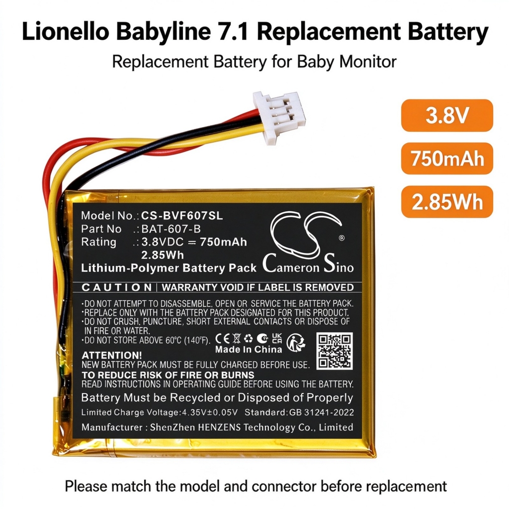 Batteries compatible with Lionello Babyline 7.1 CS-BVF607SL