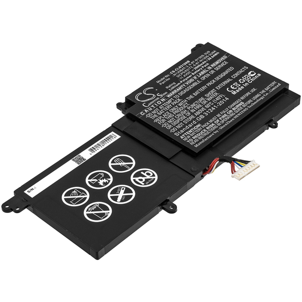 Compatible battery replacement for CLEVO 3ICP5/62/72,6-87-N130S-3U9,6-87-N130S-3U9A,N130BAT-3