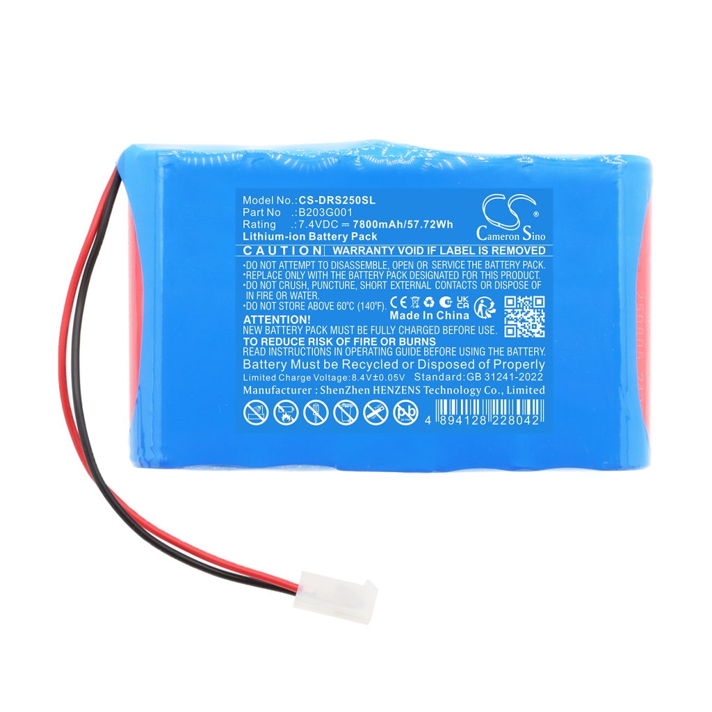 CS-DRS250SL label 7.4V 7800mAh 57.72Wh Li-ion battery pack