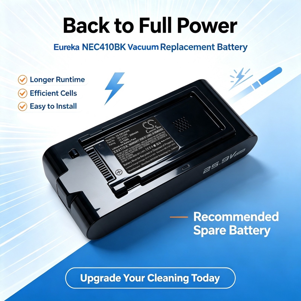 Batteries compatible with Eureka NEC410BKC NEC410BKC CS-ERC410VX