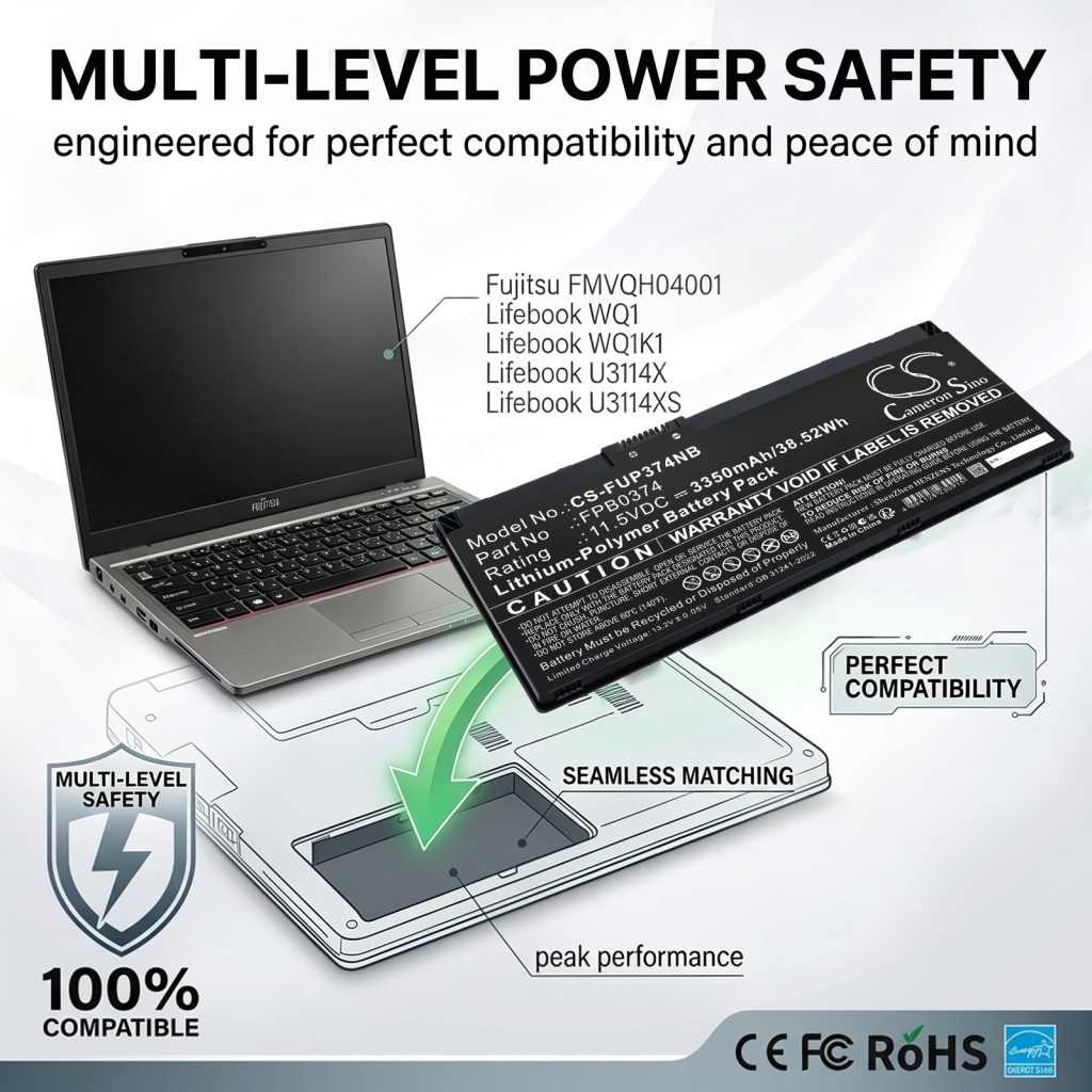 Batteries compatible with Fujitsu Lifebook U3114X U3114XS WQ1 CS-FUP374NB