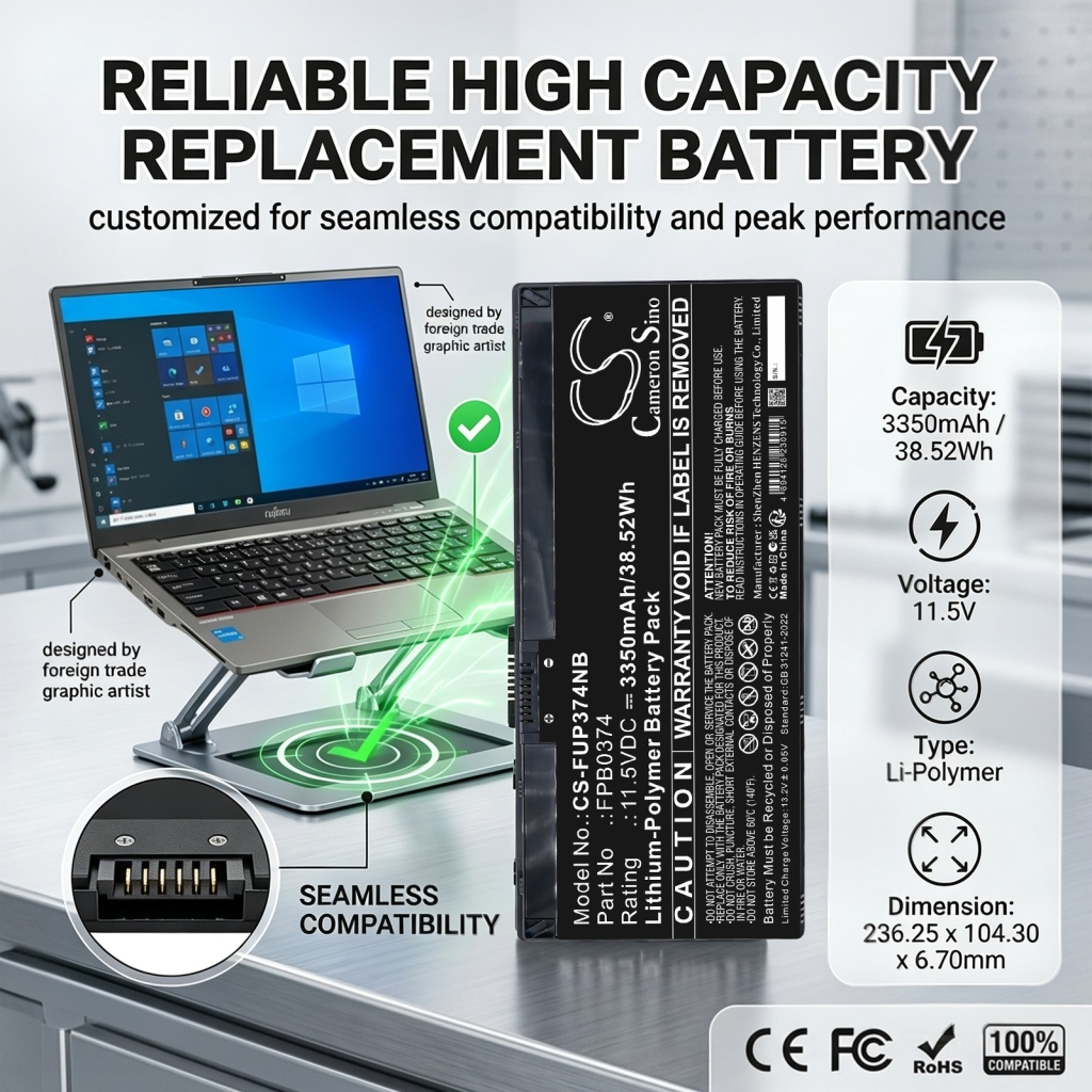 Batteries compatible with Fujitsu Lifebook U3114X U3114XS WQ1 CS-FUP374NB