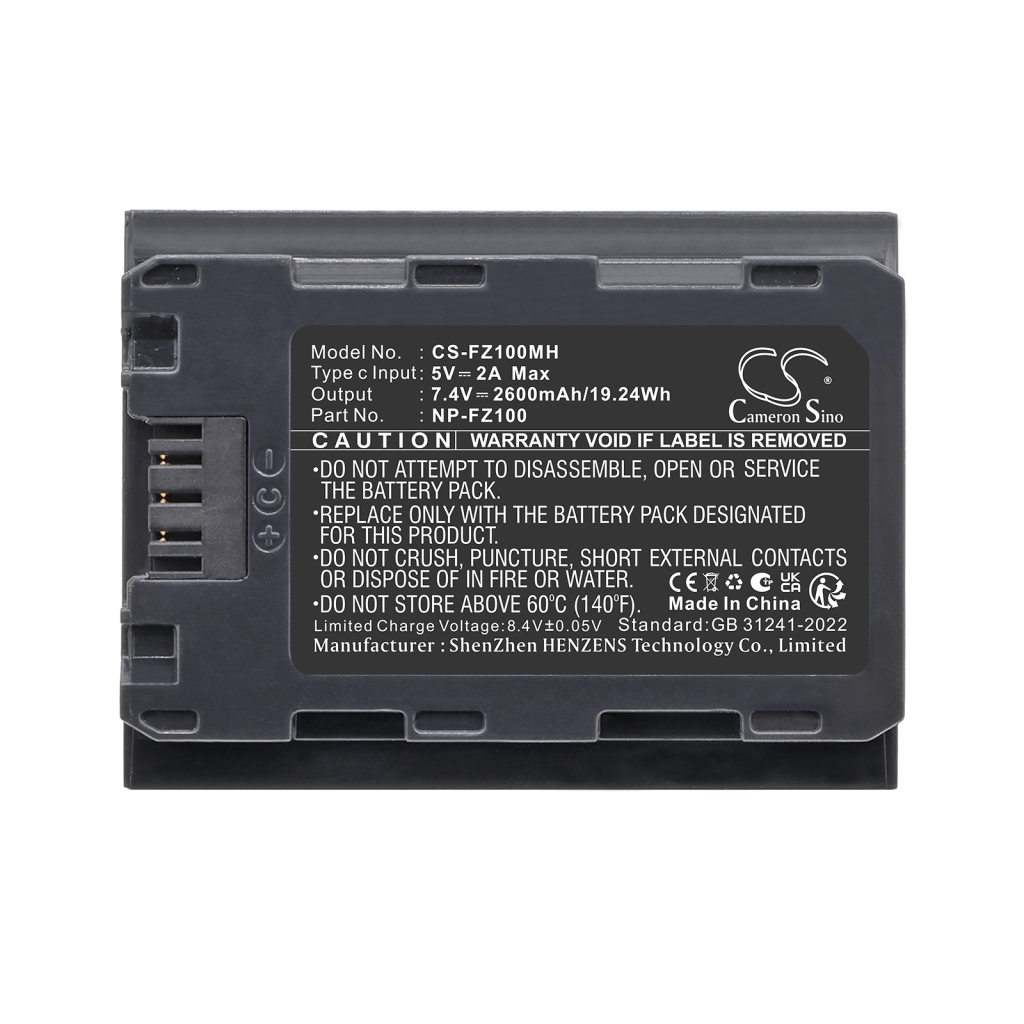 Battery compatible with Sony CS-FZ100MH