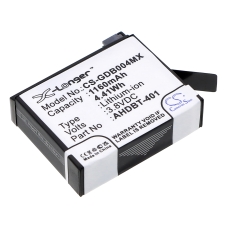 Compatible battery replacement for GoPro 335-06532-000,AHDBT-401