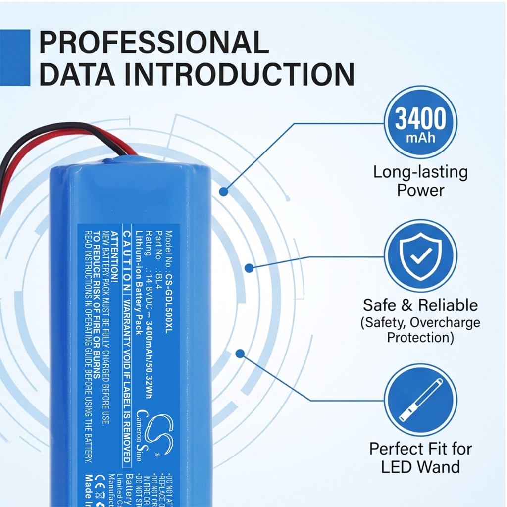 Batteries compatible with GODOX LC500 LC500 CS-GDL500XL