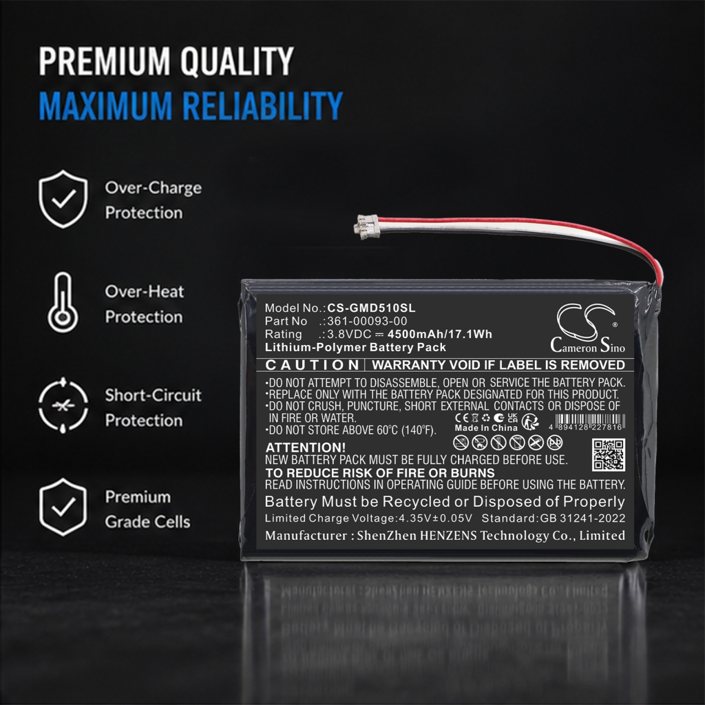 Battery compatible with Garmin CS-GMD510SL