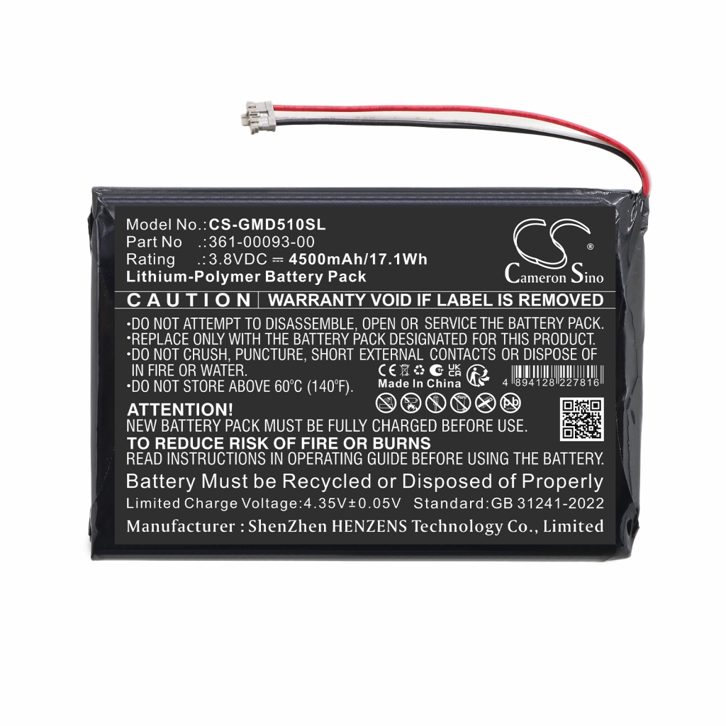 Battery compatible with Garmin CS-GMD510SL