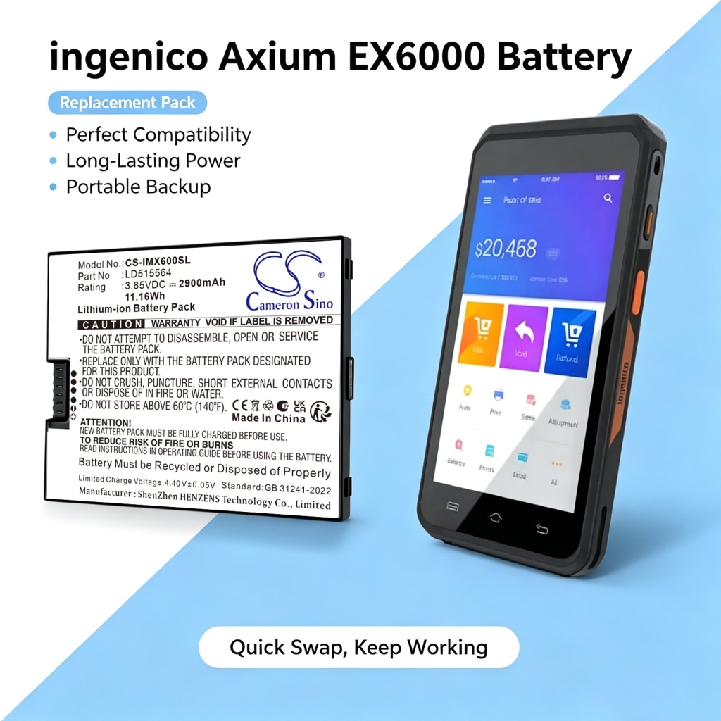 Batteries compatible with ingenico Axium EX6000 CS-IMX600SL