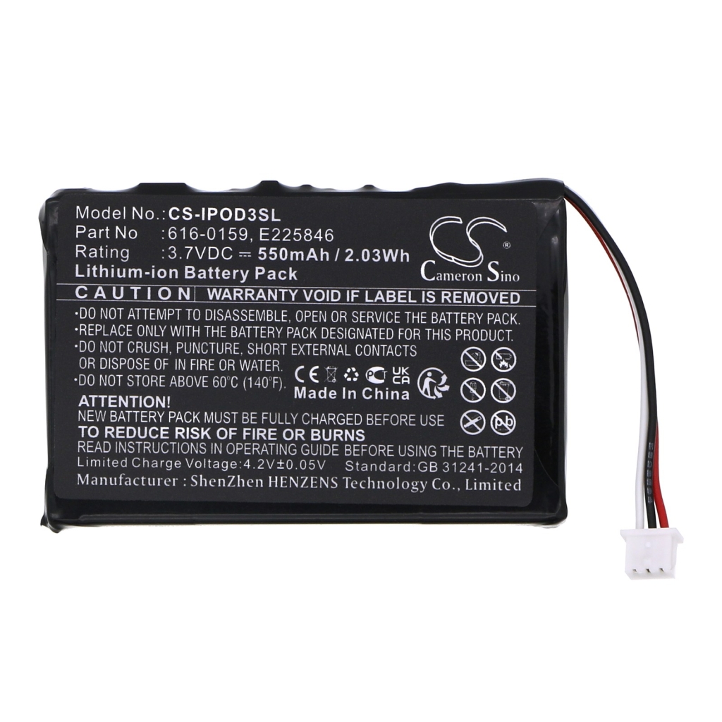Battery compatible with Apple CS-IPOD3SL