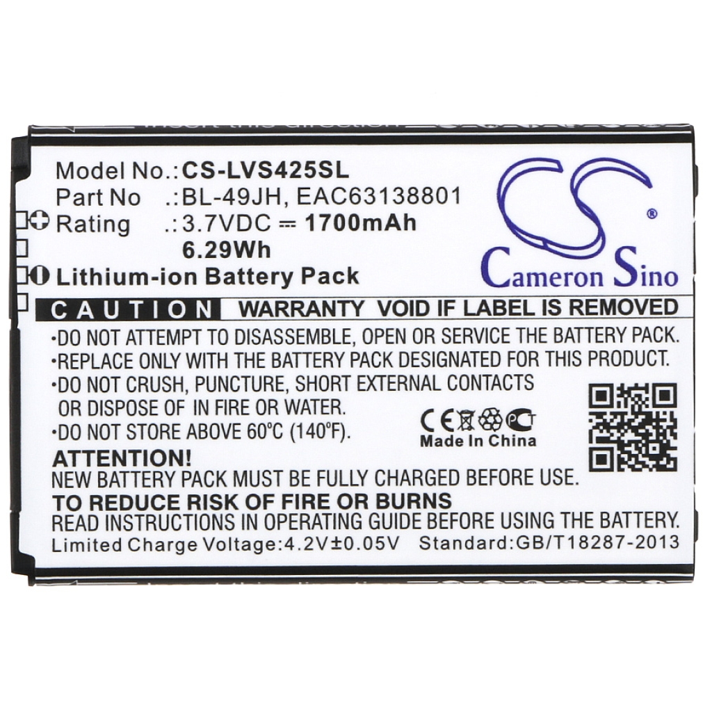Compatible battery replacement for LG BL-49JH,EAC63138801