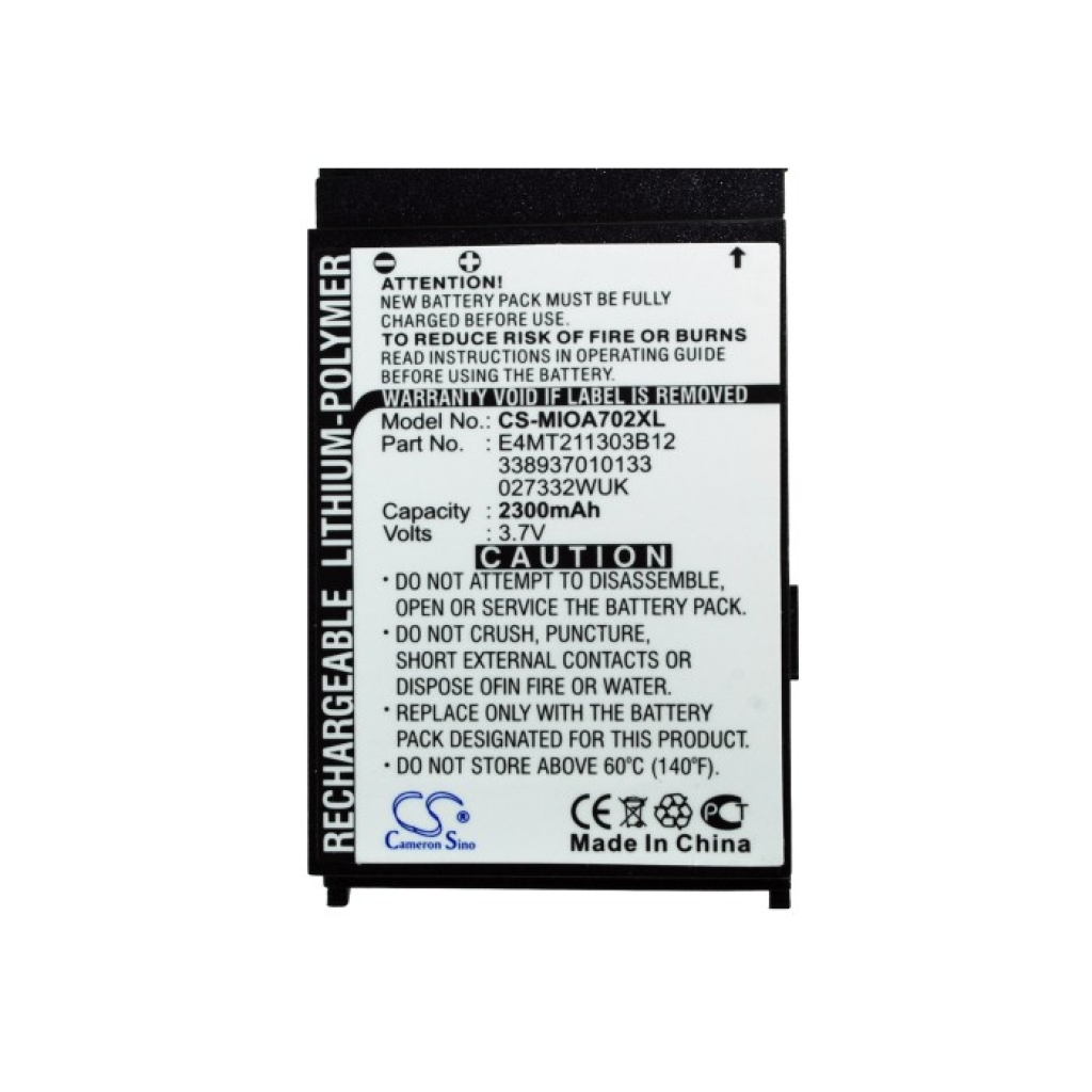 Batteries compatible with Mitac Mio A702 CS-MIOA702XL