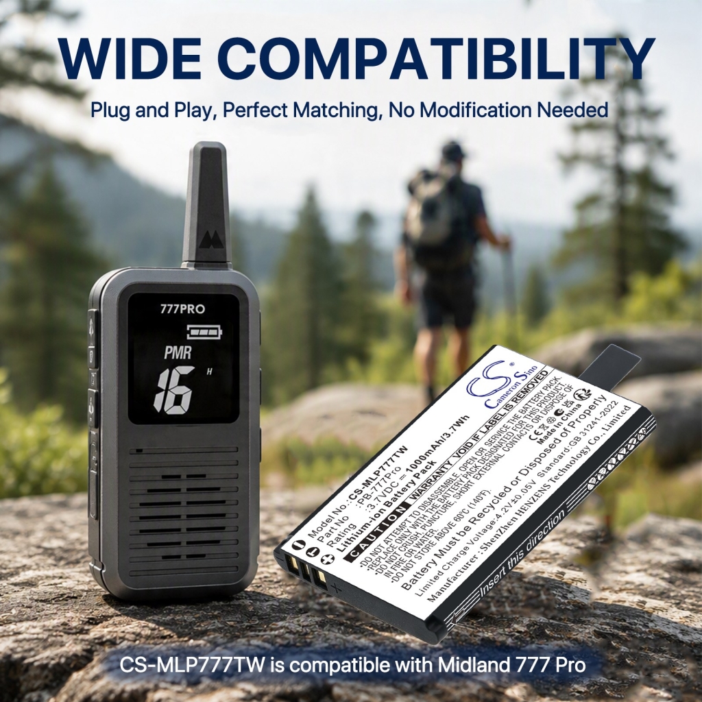 Batteries compatible with Midland 777 Pro CS-MLP777TW