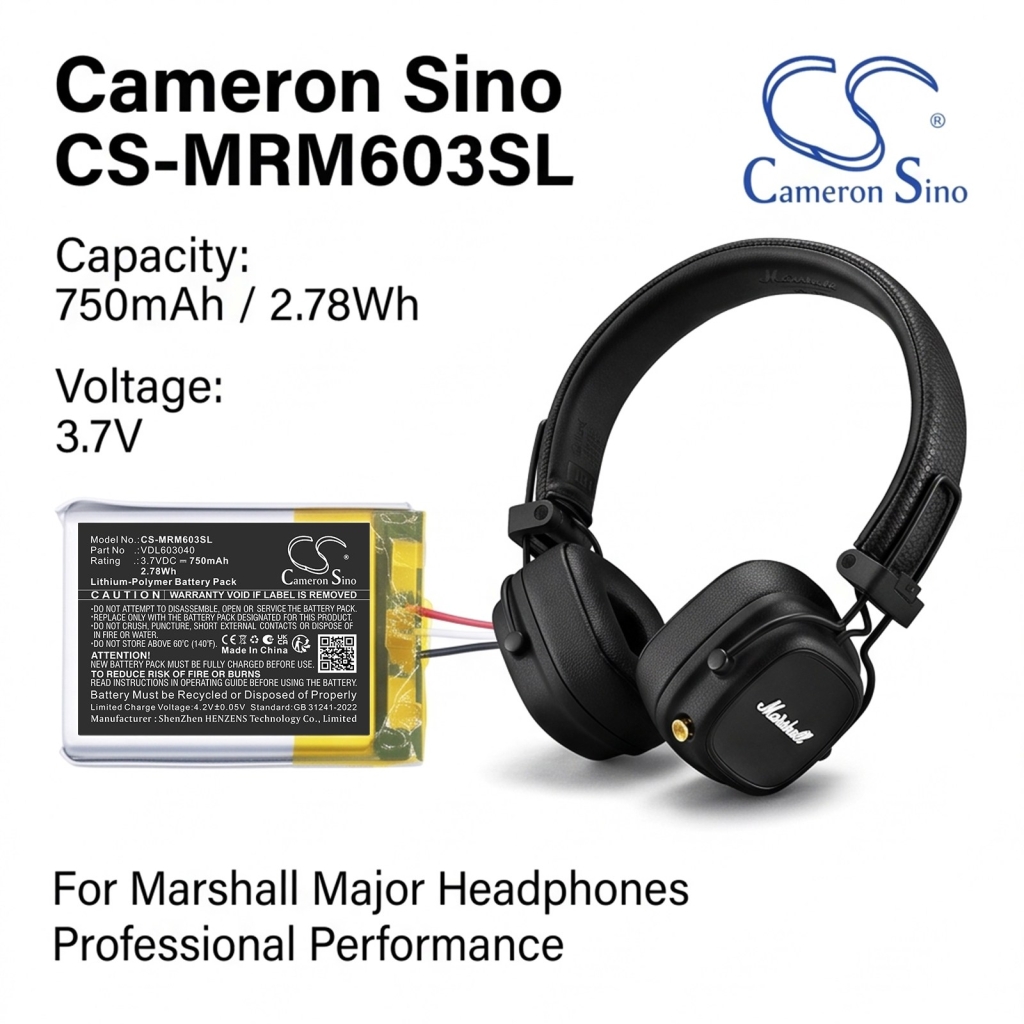 Batteries compatible with Marshall Major iV CS-MRM603SL