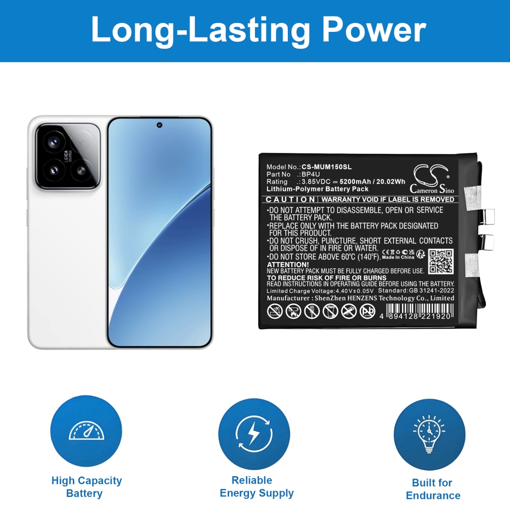Compatible battery replacement for Xiaomi BP4U
