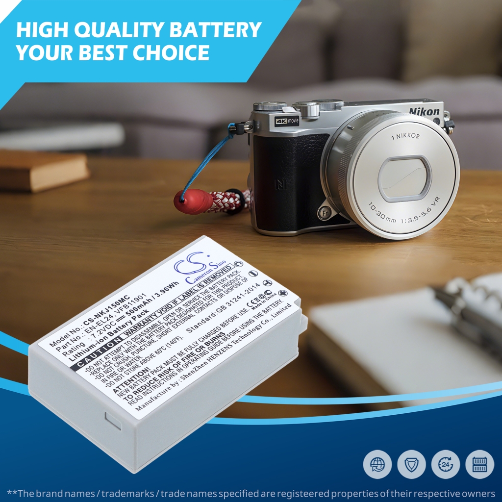 Batteries compatible with NiKon 1 J5 CS-NKJ150MC