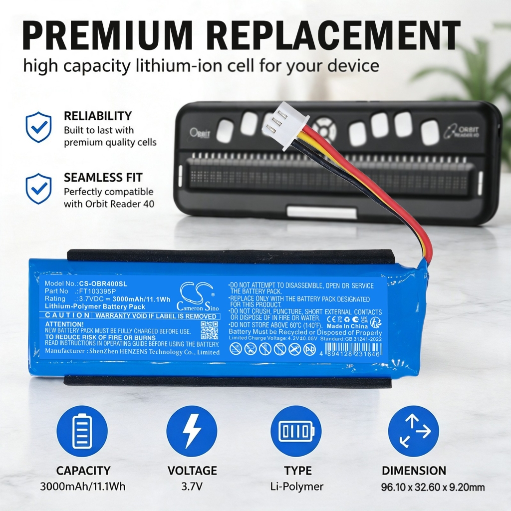 Batteries compatible with Orbit Reader 40 CS-OBR400SL