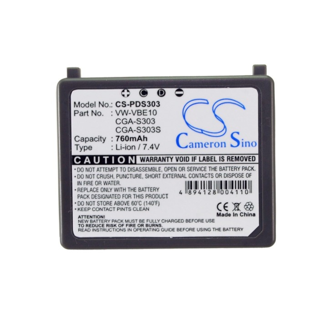 Compatible battery replacement for Panasonic CGA-S303,CGA-S303E,CGA-S303E/1B,VW-VBE10