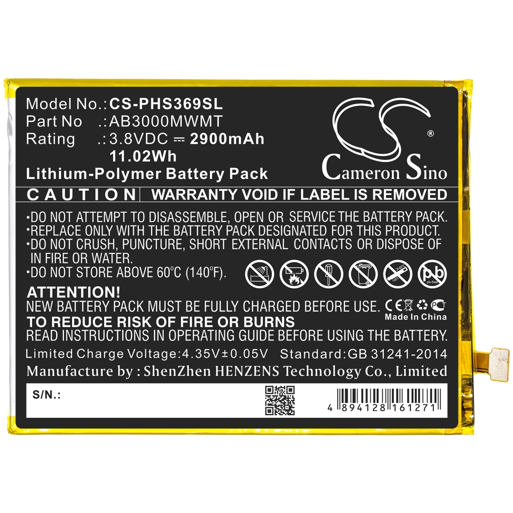 Compatible battery replacement for Philips AB3000MWMT