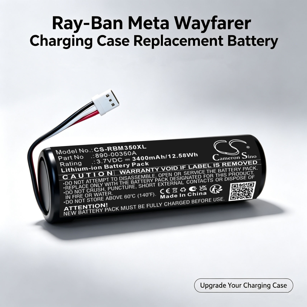 Batteries compatible with Ray-ban Meta Wayfarer Charging Case CS-RBM350XL