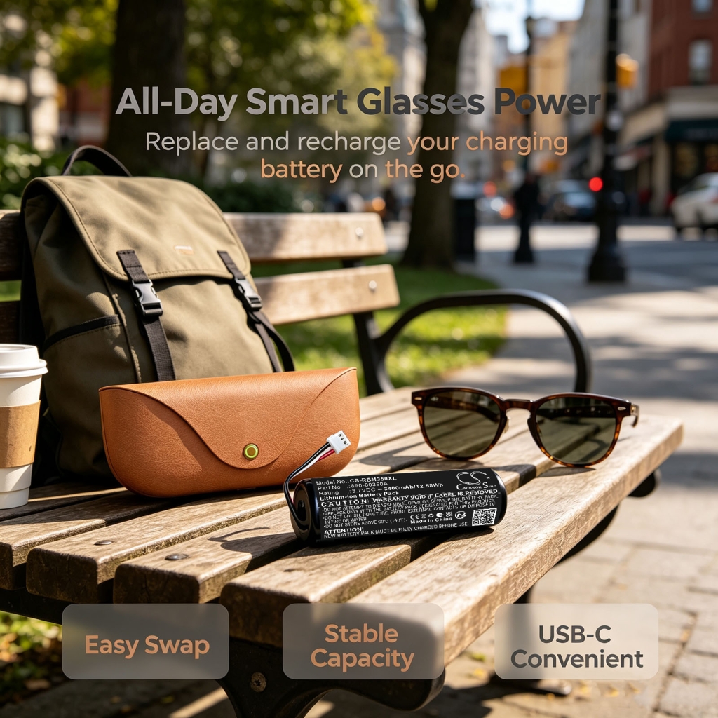 Batteries compatible with Ray-ban Meta Wayfarer Charging Case CS-RBM350XL