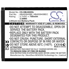 Compatible battery replacement for Samsung AB483640BE,AB483640BEC,AB483640BU,AB483640DU,BST3108BC