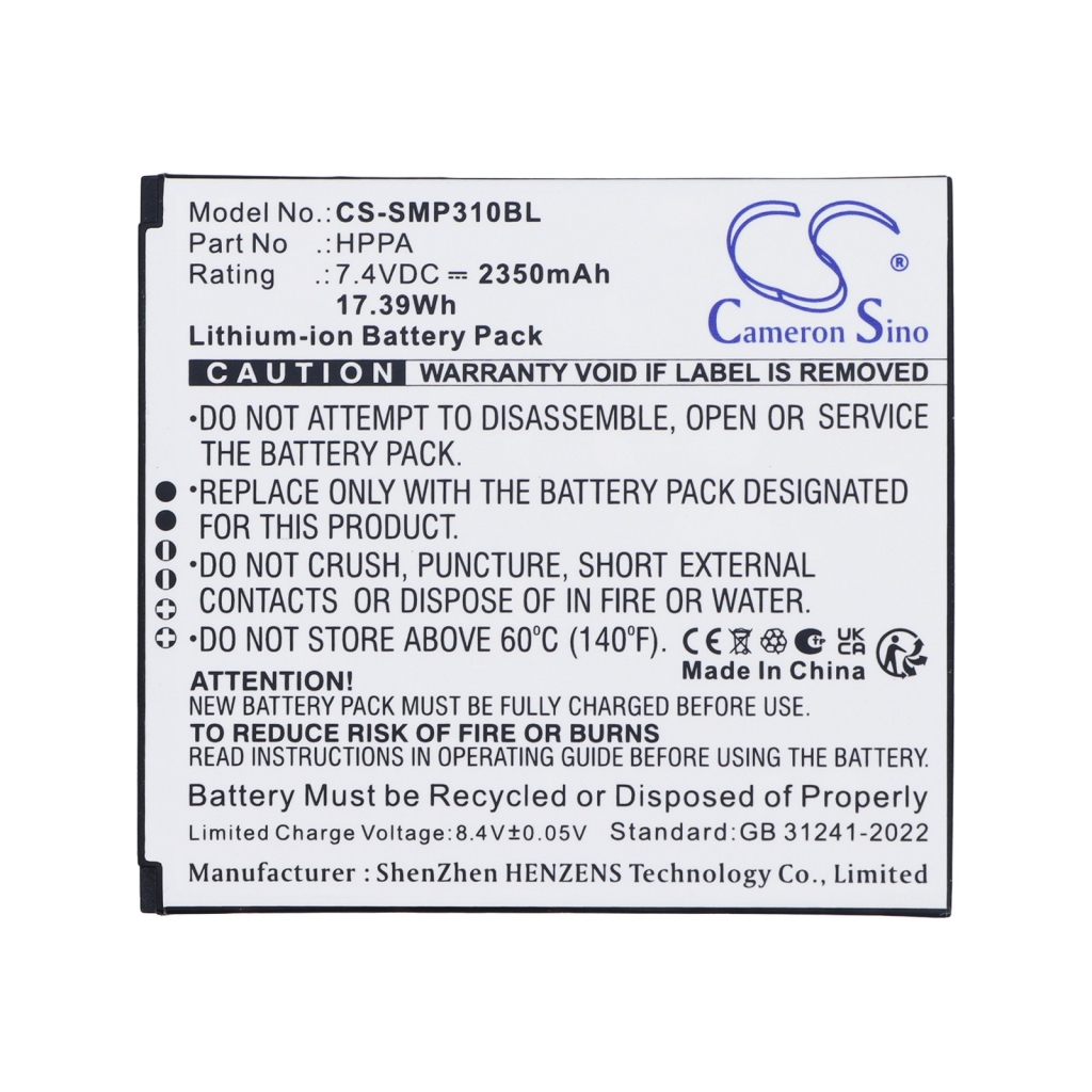 Batteries compatible with Sunmi P3 P3 CS-SMP310BL