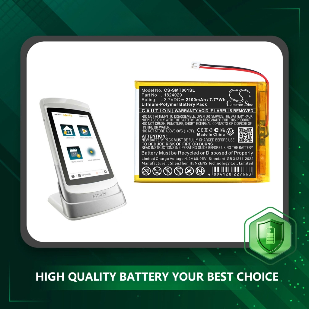 Battery compatible with Somfy CS-SMT001SL