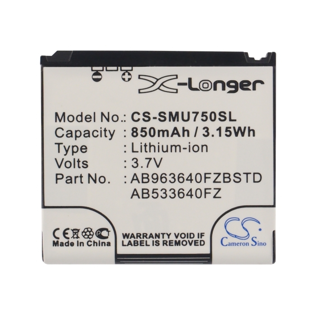 Battery compatible with Samsung Verizon CS-SMU750SL