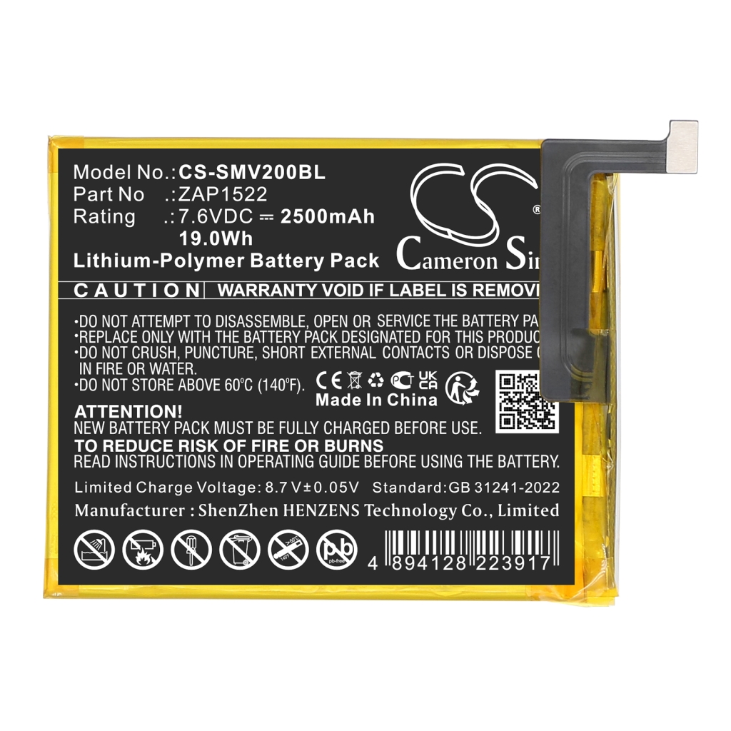 Compatible battery replacement for Sunmi ZAP1522