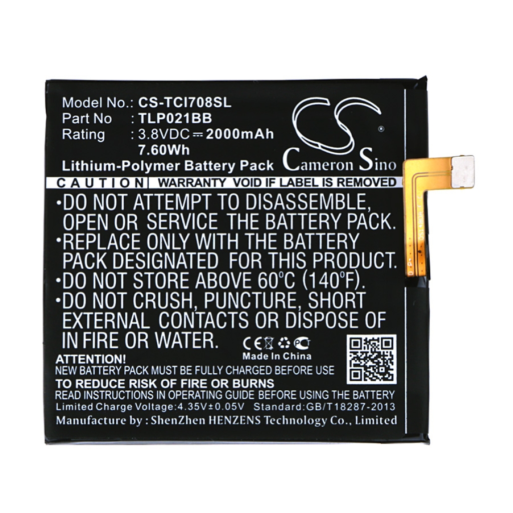 Battery compatible with TCL CS-TCI708SL