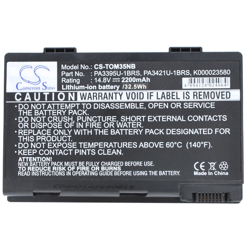 Angled label view Toshiba battery CS-TOM35NB