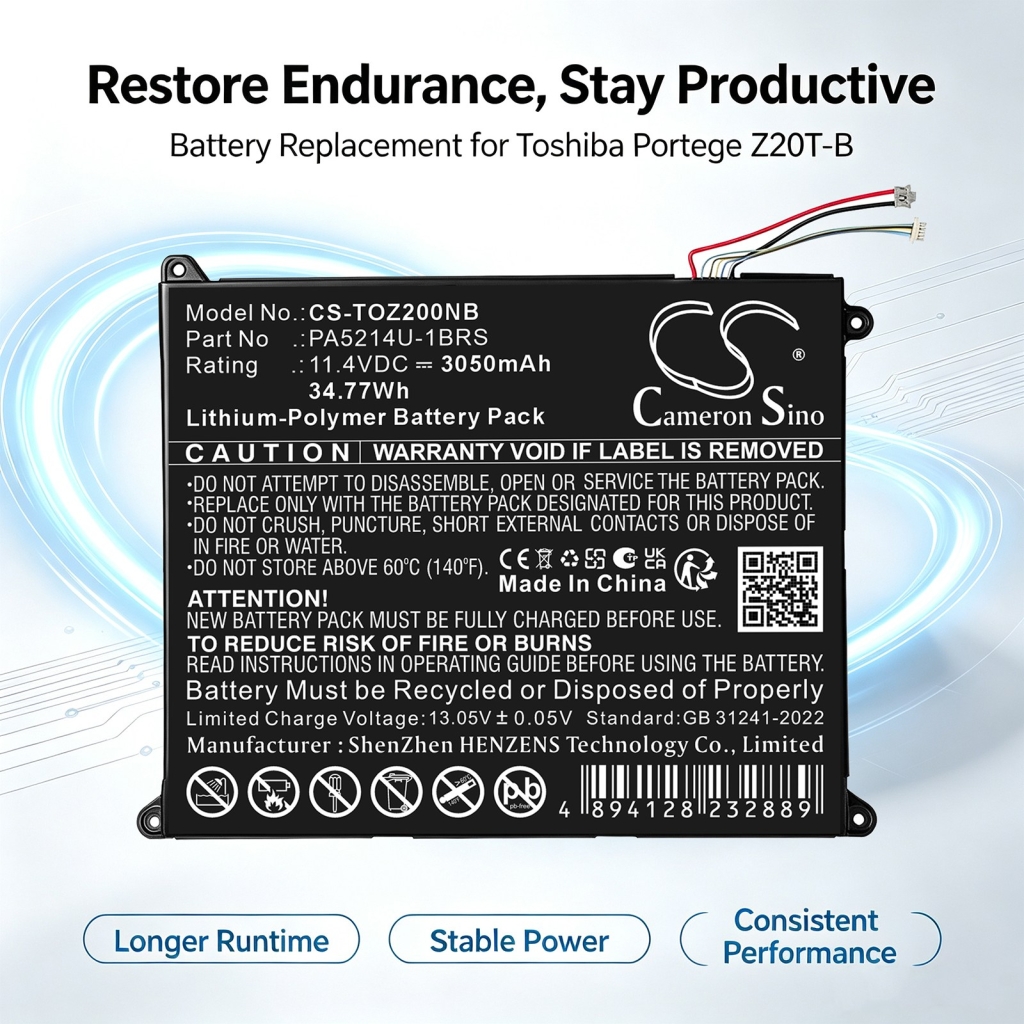 Batteries compatible with Toshiba Portege WT20-B WT20-B-106 Z20T-B CS-TOZ200NB