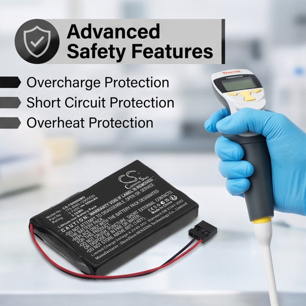 Batteries compatible with Thermo Scientific E1-ClipTip ElectronicPipette CS-TSN806MD