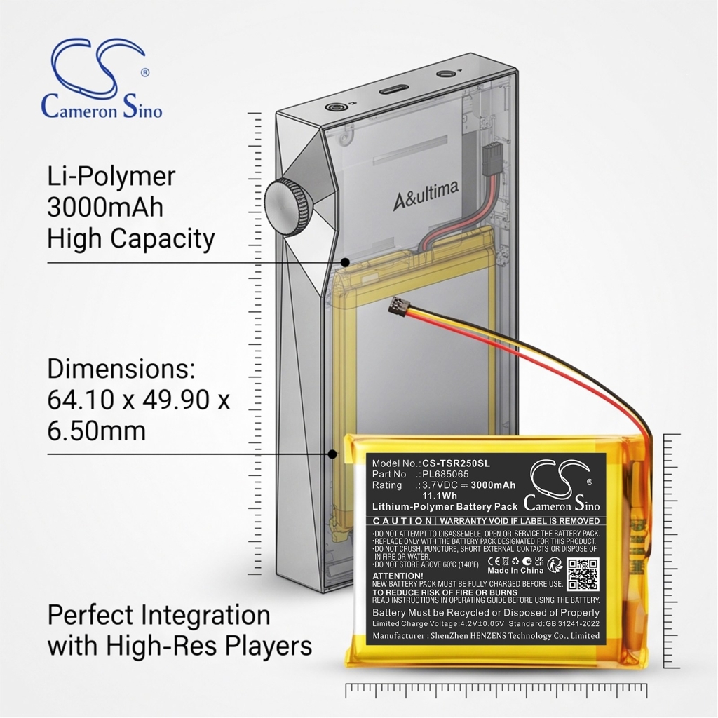 Battery compatible with MP3, MP4, PMP Battery