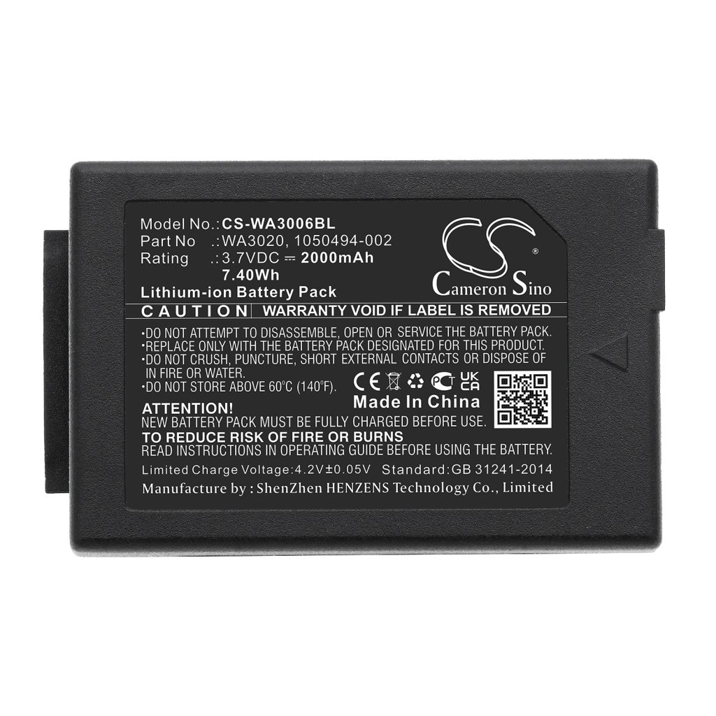 Compatible battery replacement for TEKLOGIX 1050494,1050494-002,WA3006,WA3020