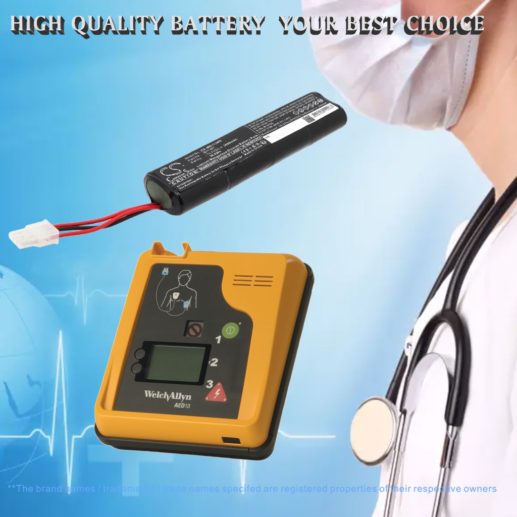 Battery compatible with Welch-Allyn Mrl Grason stadler Schiller america Medical research CS-WB113MD