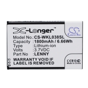 CS-WKL038SL<br />Batteries for   replaces battery LENNY
