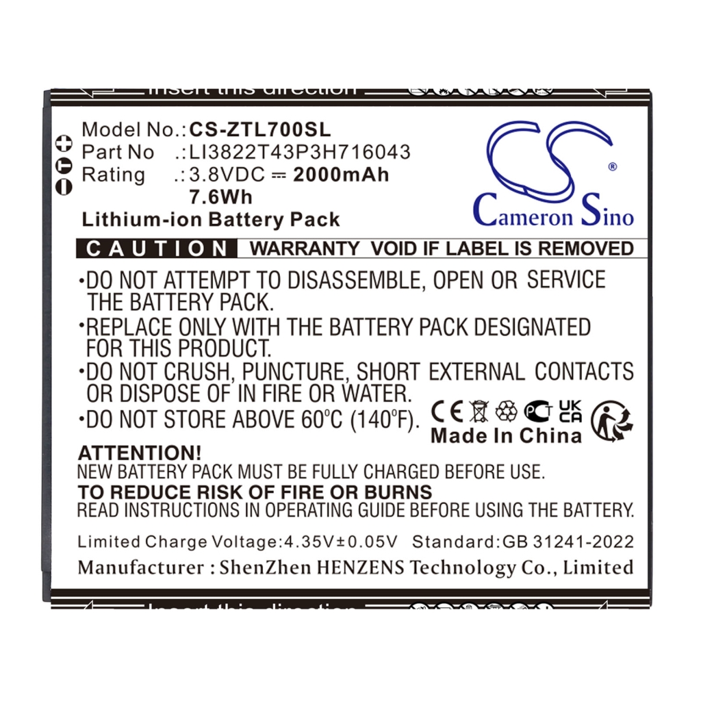 Battery Replaces LI3822T43P3H716043