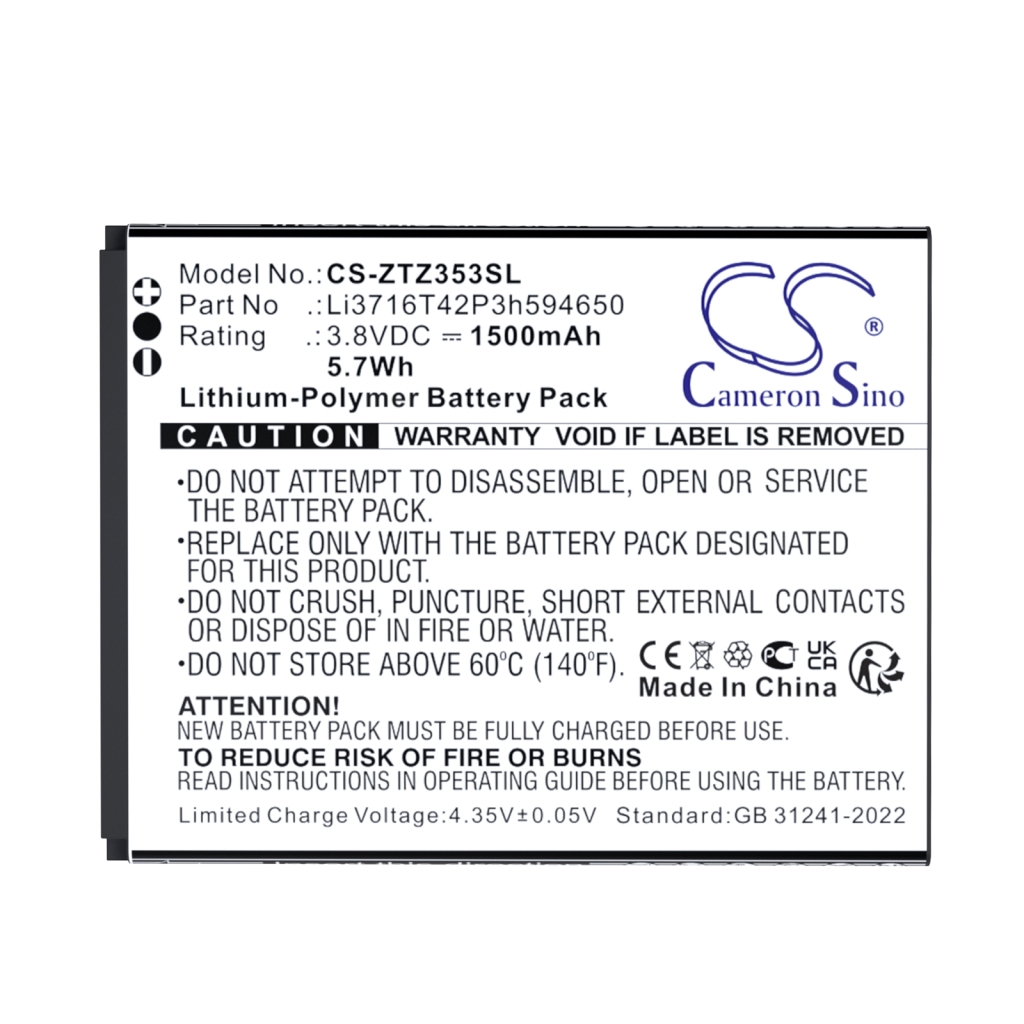 Mobile Phone Battery Virgin Mobile CS-ZTZ353SL
